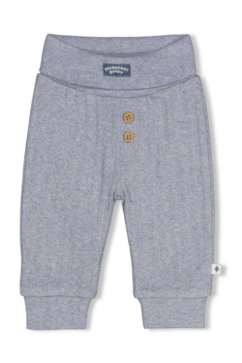 Feetje broek Rib Breakfast Buddy blauw melange, rib babybroekje